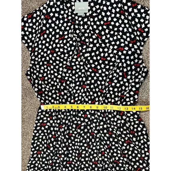 Anthropologie Maeve Odelia Black Floral Mini Dress Size Medium Sunglasses Pocket - Picture 6 of 15